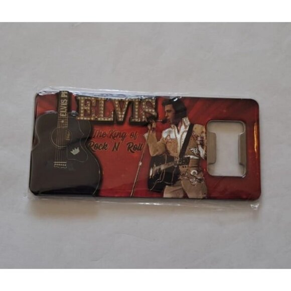 Elvis Presley Red Magnet Bottle Opener Magnetic New The King Neon Lights Guitar - Picture 2 of 4